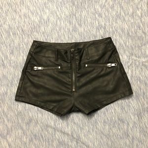 Black Pleather High-Waisted Shorts